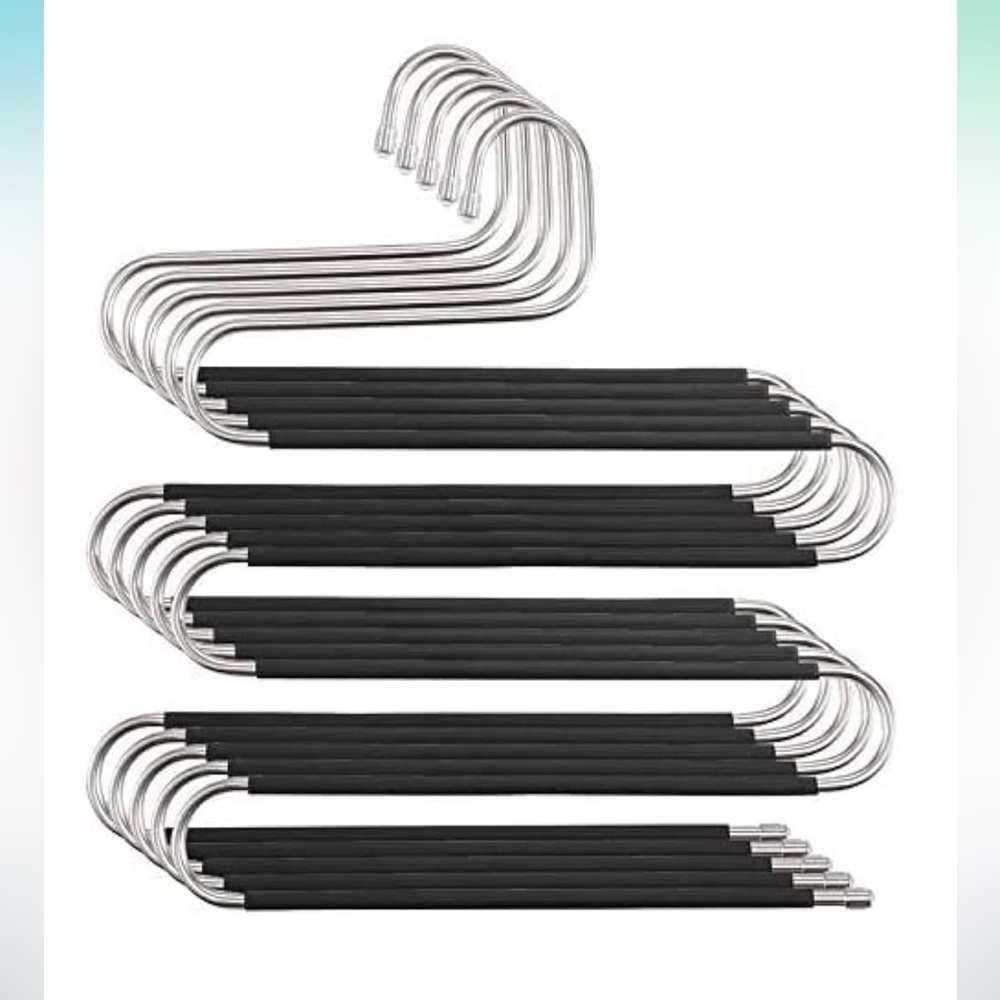 BN 5 Pack S Shaped Space Saving NonSlip Stainless Steel MultiLayer HANGERS